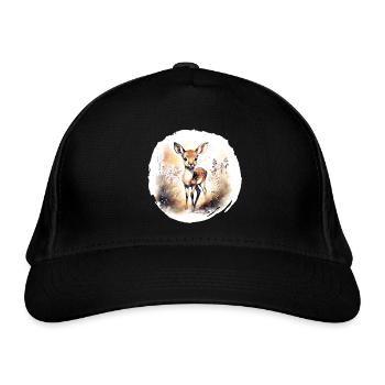 Fawn Watercolor - Organic Baseball Cap - black - Front