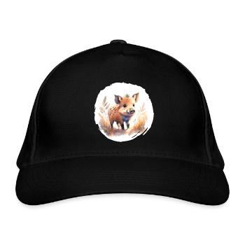 Wild Boar Piglet Watercolor - Organic Baseball Cap - black - Front
