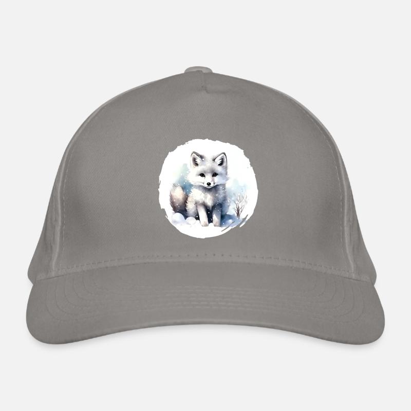 Polarfuchs Aquarell Bio-Baseballkappe