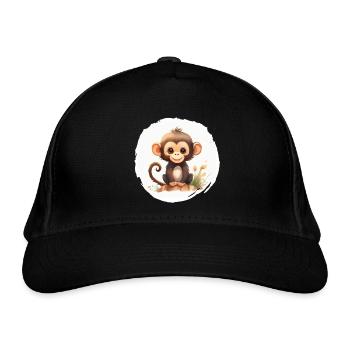 Affe Aquarell - Bio-Baseballkappe - Schwarz - Vorne