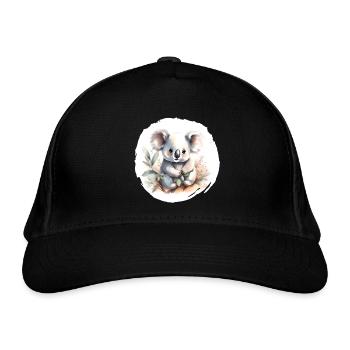 Koala Aquarell - Bio-Baseballkappe - Schwarz - Vorne