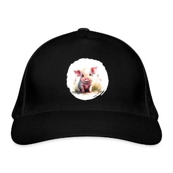 Piglet Watercolor - Organic Baseball Cap - black - Front