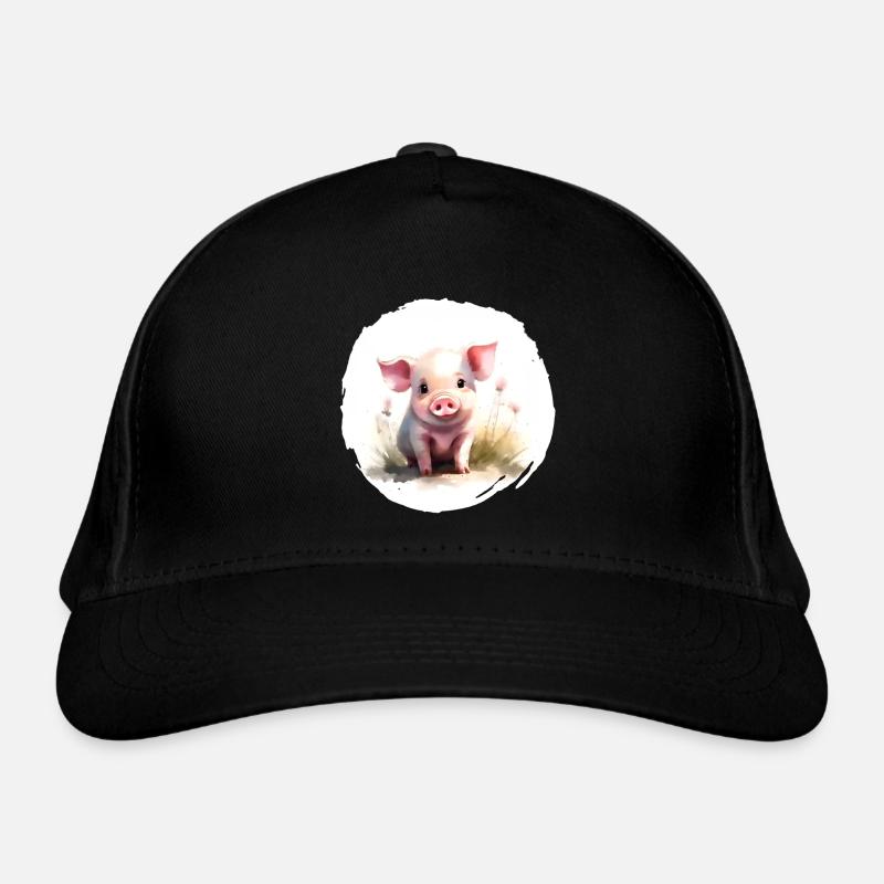 Ferkel Aquarell - Bio-Baseballkappe - Schwarz