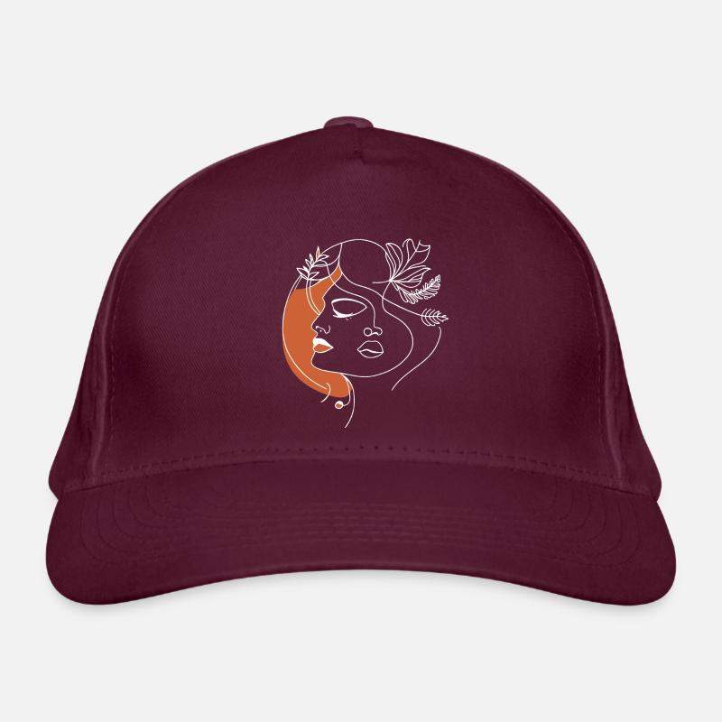 Drawing Line Woman Face Organic Baseball Cap