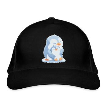 Pinguin Mama und Baby Muttertag - Bio-Baseballkappe - Schwarz - Vorne