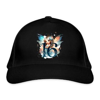 16 Jahre Fee Elfe süß Geburtstag Geschenk - Bio-Baseballkappe - Schwarz - Vorne