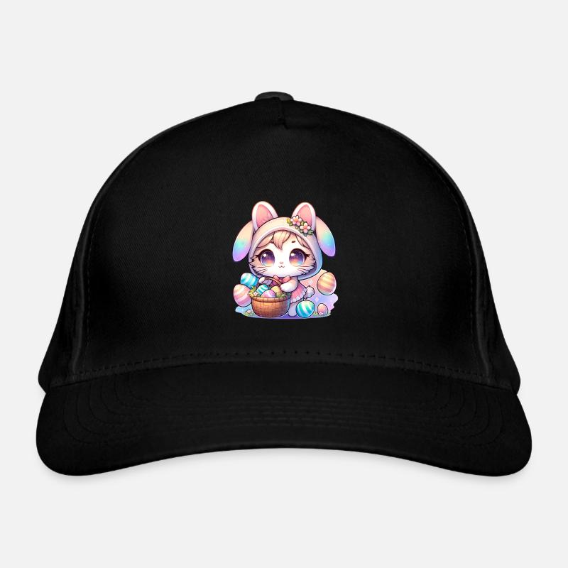 Ein Kätzchen mit einem Hasen-Outfit liefert Ostereier Bio-Baseballkappe