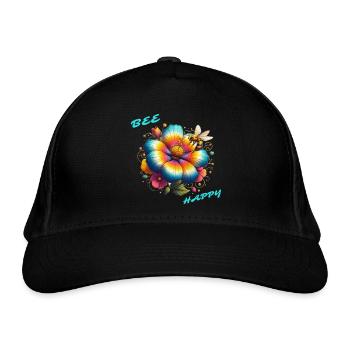 Abeille heureuse - Casquette classique bio - noir - Devant