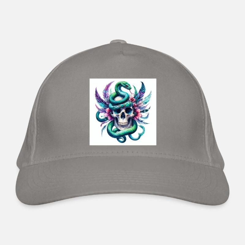 Aquarelle Crâne et Serpent Casquette classique bio
