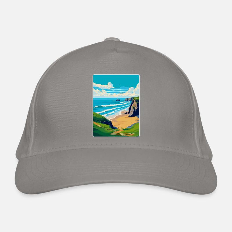 Bedruthan Steps Cornwall England Uk Reiseplakat Bio-Baseballkappe