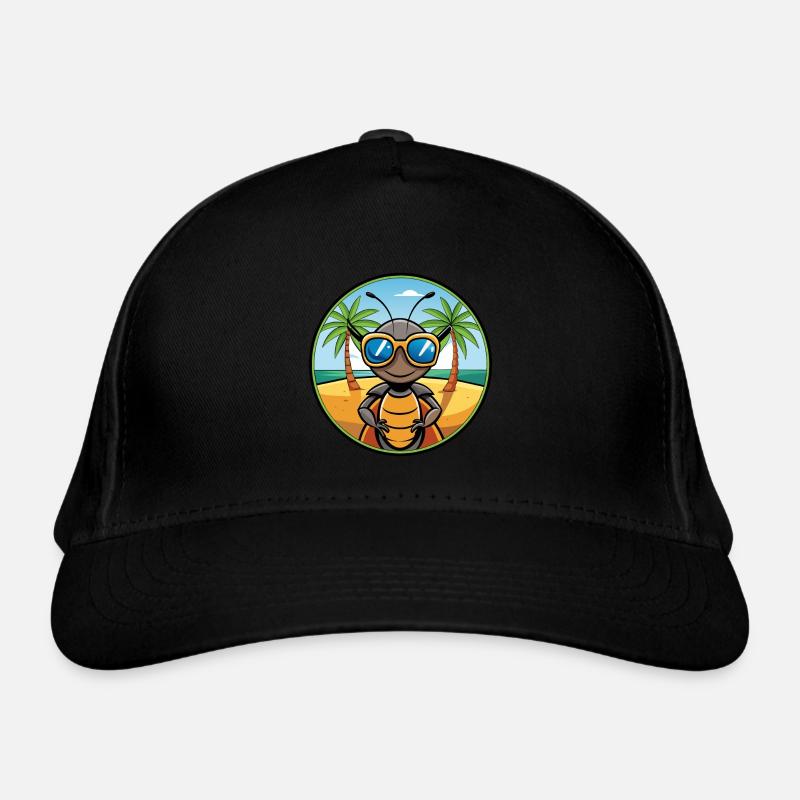 Fourmi Drôle Dessin Animé Plage D’été Lunettes De Soleil Autocollant Casquette classique bio