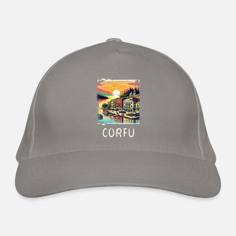 Corfu Greece panoramic design Organic Baseball Cap