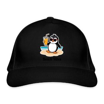 Casual beach penguin – summer holiday feeling - Organic Baseball Cap - black - Front