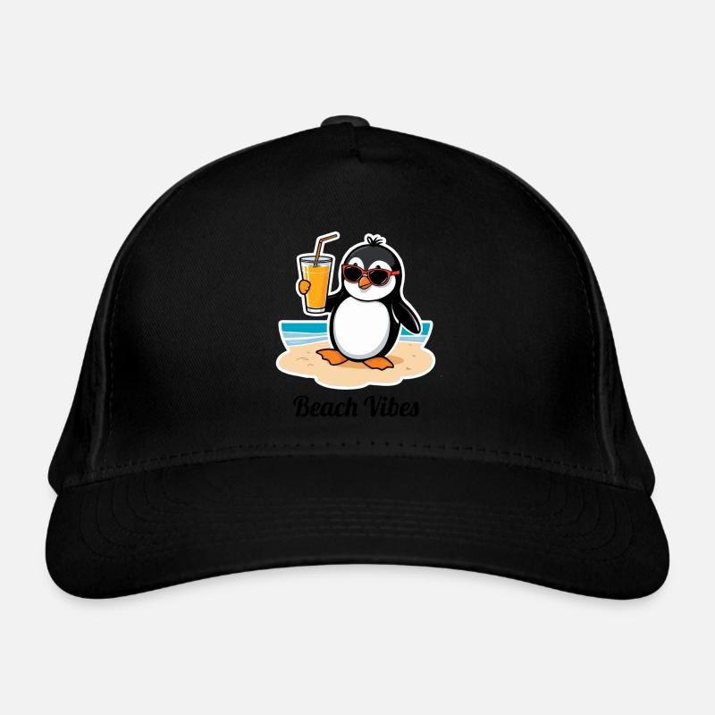 Pingouin de plage décontracté – sentiment de vacances d’été Casquette classique bio