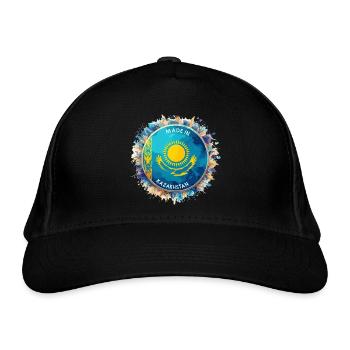 Made in Kasachstan Aquarell Adler Geschenk - Bio-Baseballkappe - Schwarz - Vorne