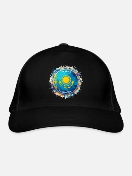 Made in Kazakhstan Watercolor Eagle Gift - Organic Baseball Cap - black - Front