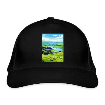 Lake District United Kingdom Travel Poster Card - Organic Baseball Cap - black - Front