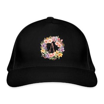 A| Monogramm | Name | Amy | Watercolor | Bunt - Bio-Baseballkappe - Schwarz - Vorne