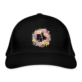 A| Monogramme | Nom | Antonia | Aquarelle | Coloré - Casquette classique bio - noir - Devant