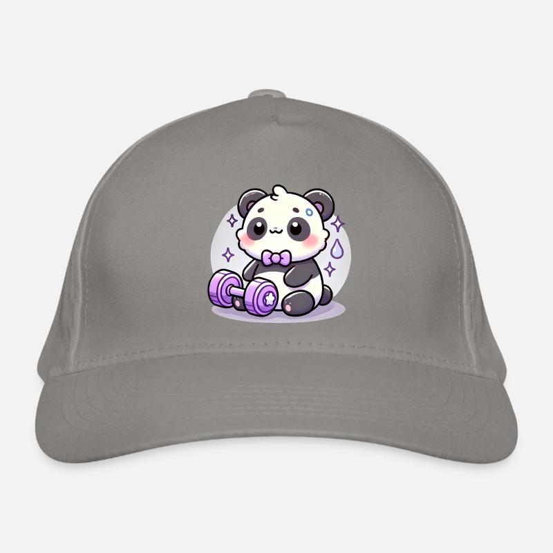 Gym Panda avec conception de dessin animé d’haltères Casquette classique bio