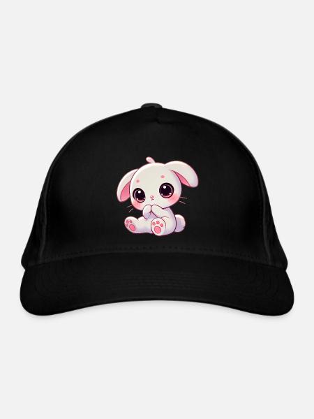 Adorable lapin grignotant graphique - Casquette classique bio - noir - Devant