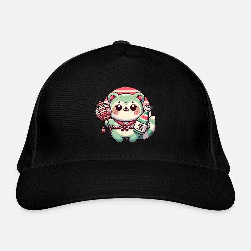 Whimsical Tanuki Lantern Design Organic Baseball Cap