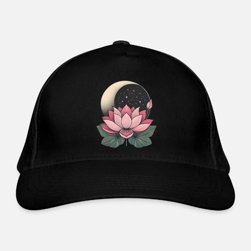 Elegant Lotus Flower with Moon Design Organic Baseball Cap