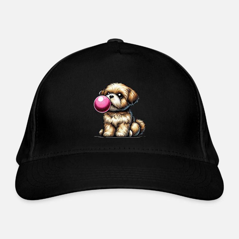 Verspielter Hund, der Kaugummi bläst Bio-Baseballkappe