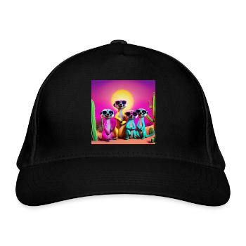Meerkat, meerkat family, meerkat humor - Organic Baseball Cap - black - Front
