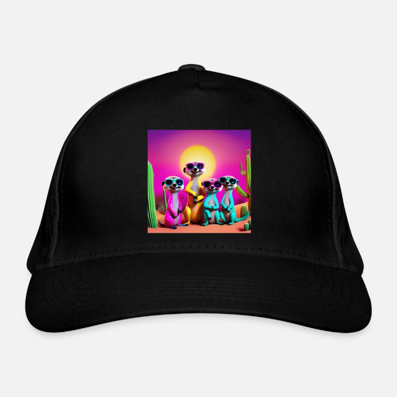 Erdmännchen, Erdmännchenfamilie, Erdmännchen-Humor - Bio-Baseballkappe - Schwarz