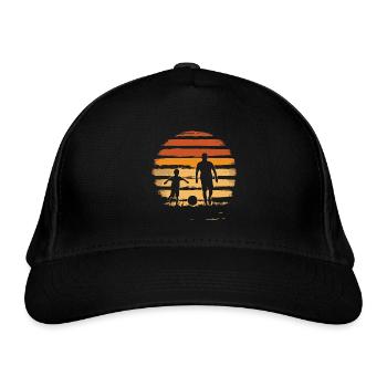 Vater und Sohn Fußball vintage - Bio-Baseballkappe - Schwarz - Vorne