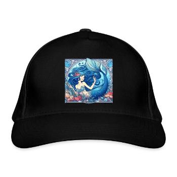 Sirène Sirène Cheveux Bleus Art Nouveau Cadeau - Casquette classique bio - noir - Devant