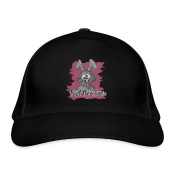 Trust the Chaos-funny bunny with message - Organic Baseball Cap - black - Front