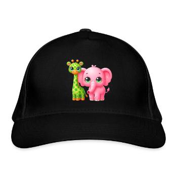 Illustration d’amitié animale mignonne - Casquette classique bio - noir - Devant