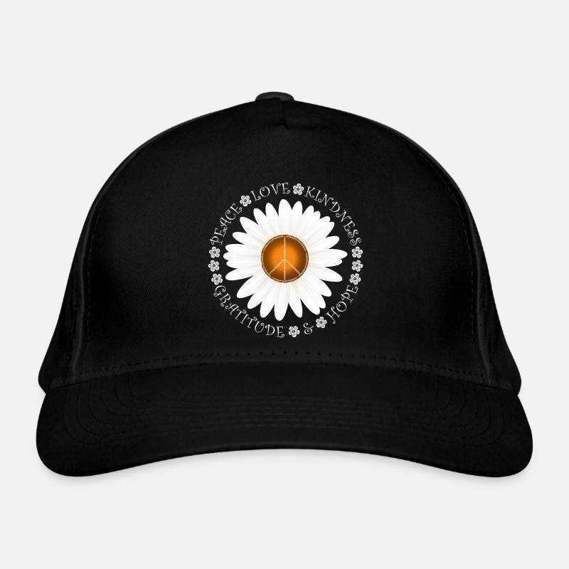 Peace Love KIndness Daisy Design - Casquette classique bio - noir