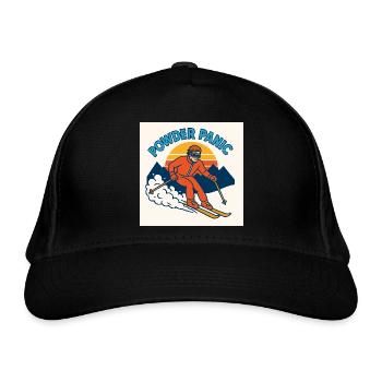 Powder Panic Retro Ski - Bio-Baseballkappe - Schwarz - Vorne