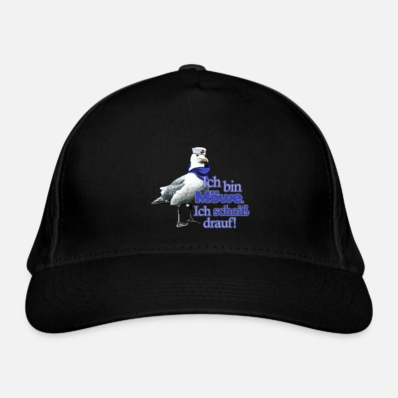 Lustige Möwe mit Spruch - Scheiß drauf! Bio-Baseballkappe
