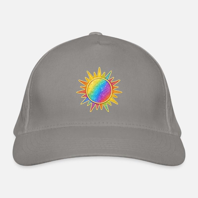 Lebendiges Regenbogen-Sunburst-Design Bio-Baseballkappe