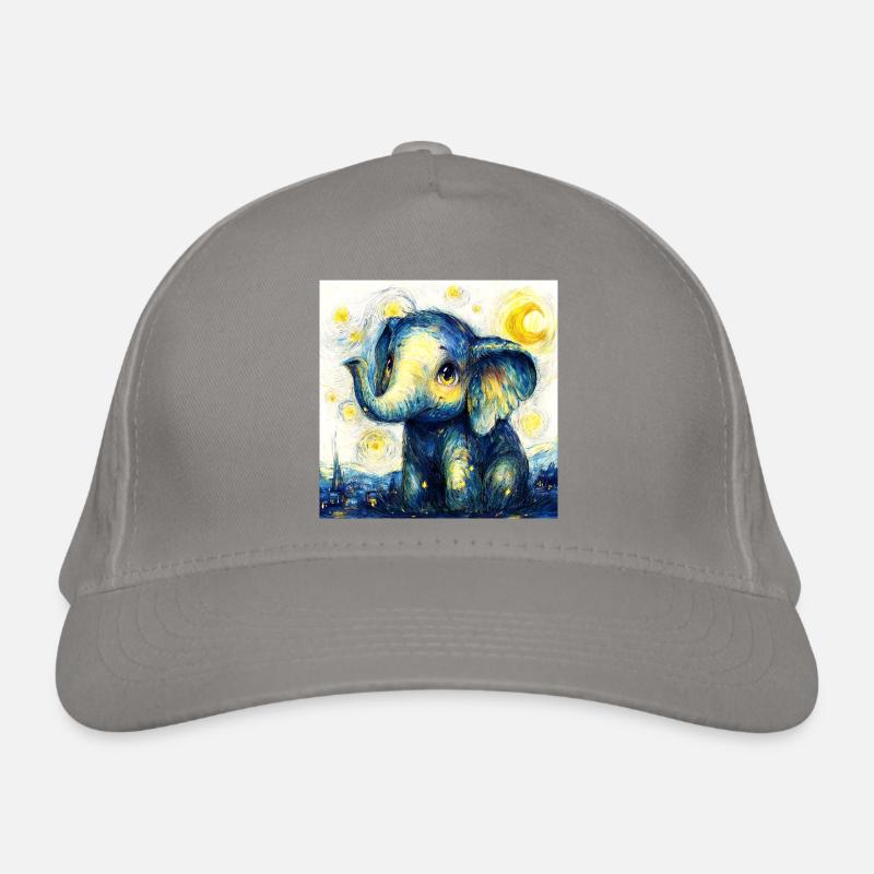 Süßer blauer Elefant im Van-Gogh-Stil Bio-Baseballkappe