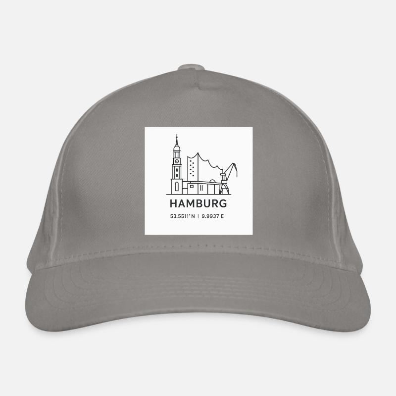 Hambourg Line Art Silhouette Point de repère Casquette classique bio