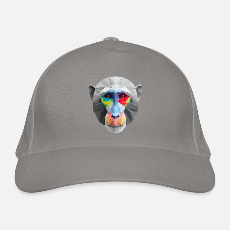 Colored Low-Poly Monkey Face Logo Art Design Organic Baseball Cap