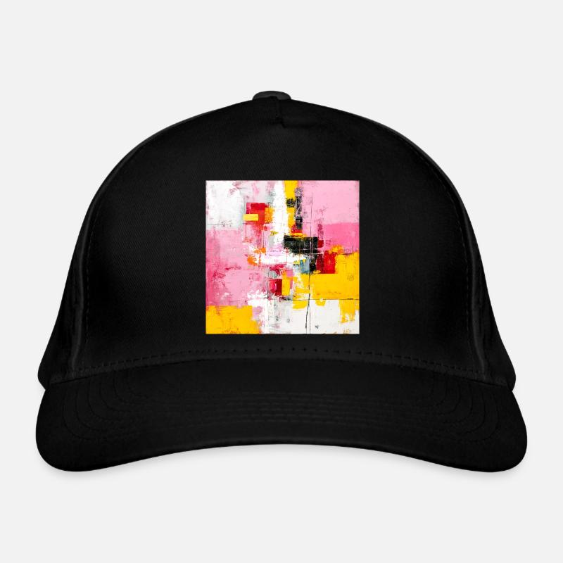 Blocs de couleur abstraits Rose Jaune - Casquette classique bio - noir