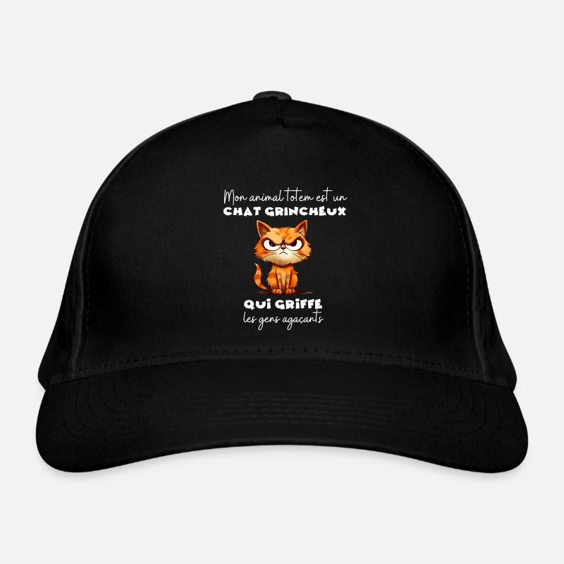 Mein Totemtier: eine mürrische Katze - Bio-Baseballkappe - Schwarz