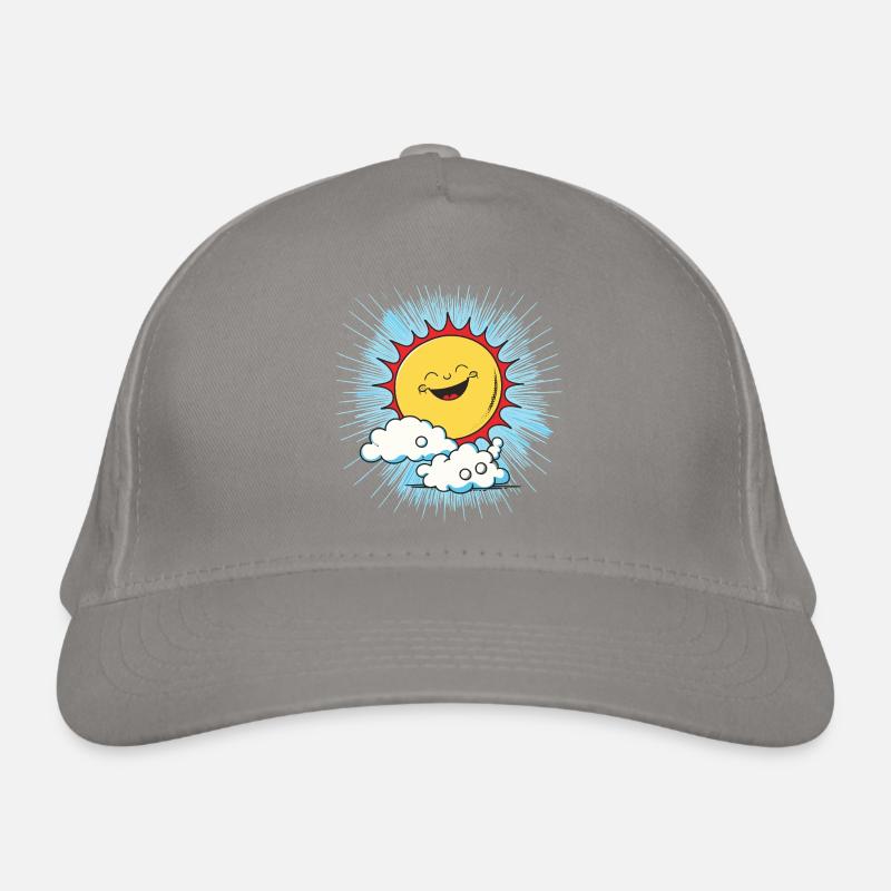 Smiling sun above clouds Organic Baseball Cap