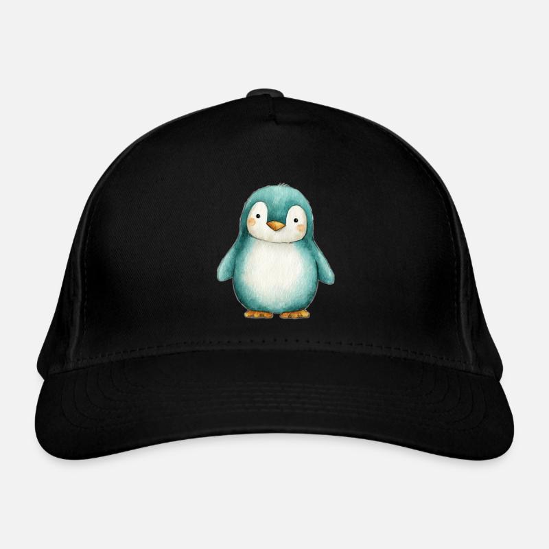 Frosted Penguin – Winterkinderillustration Bio-Baseballkappe
