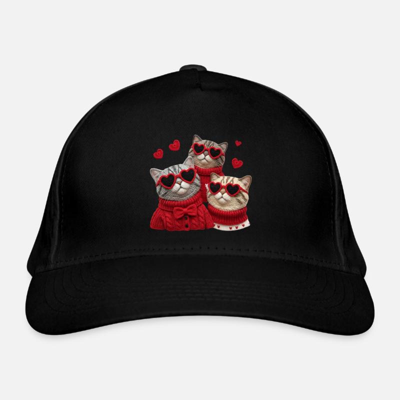 Les chats de la Saint-Valentin avec des lunettes en forme de cœur et des pulls Casquette classique bio
