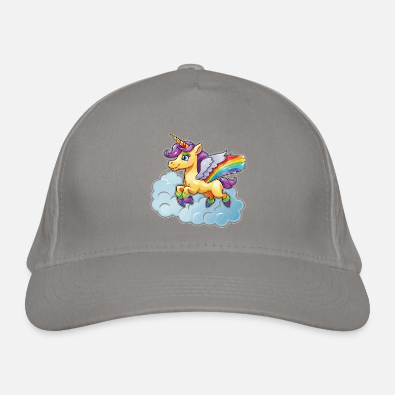 Rainbow Unicorn on Cloud Organic Baseball Cap
