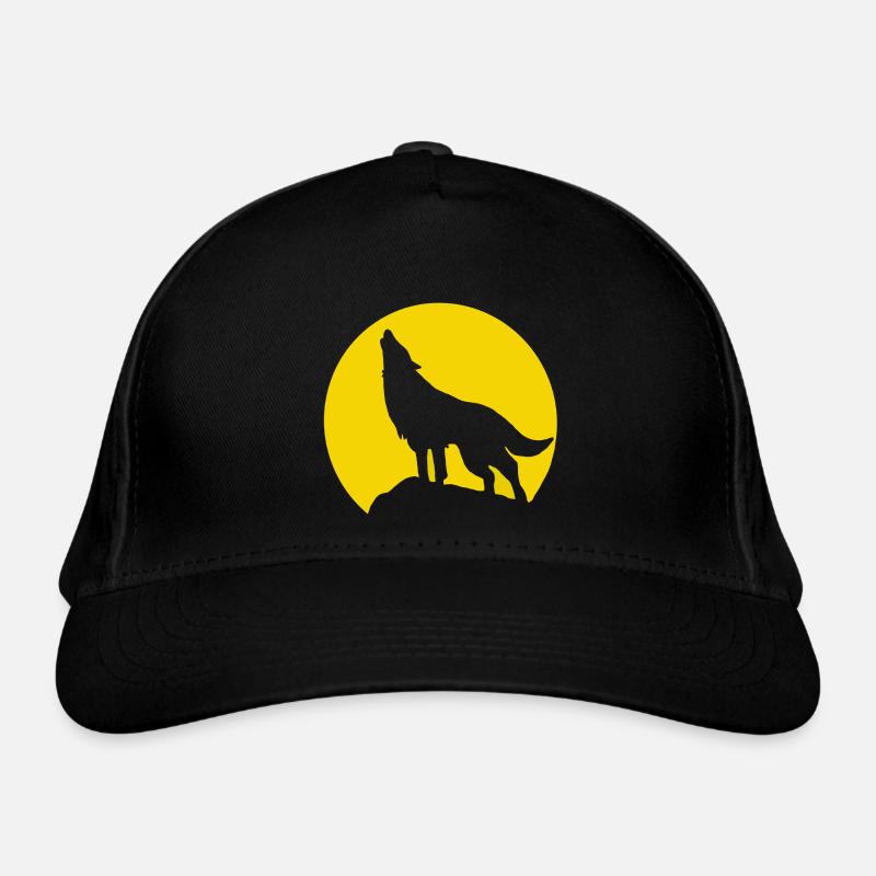Moon Silhouette Wolf Howl Organic Baseball Cap