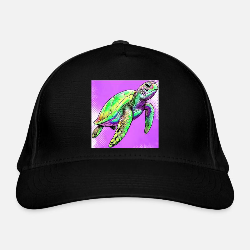 Schildkröte - Bio-Baseballkappe - Schwarz
