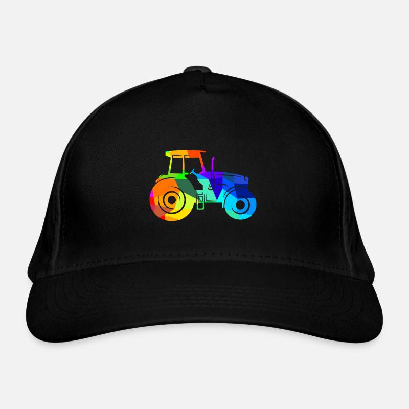 Tractor Rainbow Polygon Agriculture Vehicle Organic Baseball Cap